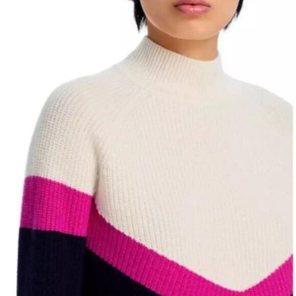Aqua Cashmere Color Block Chevron Sweater Size Large NWT - Picture 5 of 6